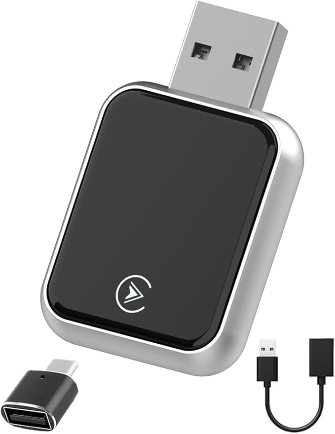 2026 Upgraded USB Wireless CarPlay Adapter for iPhone, Bluetooth 5.8 and Wi-Fi 6, Automatic & Zero-Delay Connection, Android auto Carplay Wireless Adapter for Android and iOS Systems. (Light Gray)