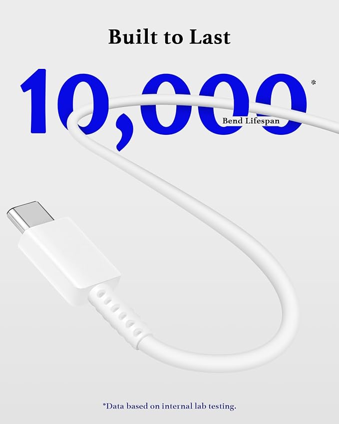 25W Type C Charger Fast Charging 10 ft, USB C Charger Block & Android Phone Chargers Cord 10 Foot for Galaxy S25 Ultra/S25/S25+/S24 Ultra/S24/S24+/S23/S22 Ultra-White