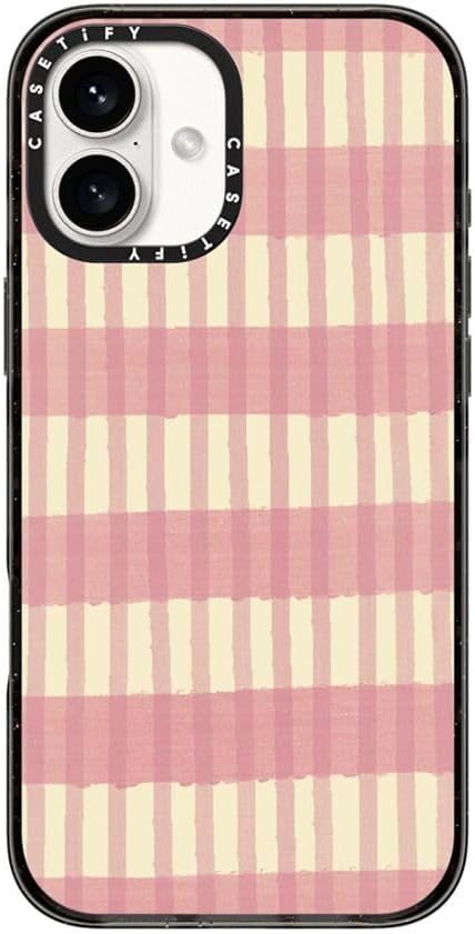 CASETiFY Impact Case for iPhone 16 Plus [8.2ft 4X Military Grade Drop Protection/Compatible with Magsafe] - Pink Summer Stripes - Clear Black