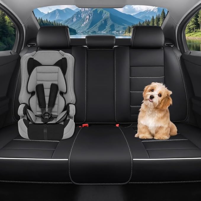 Car Seat Covers Custom Fit for Chevrolet/Chevy Spark 2012-2022 , Premium Faux Leather Waterproof Car Seat Protectors with Lumbar Support, Breathable Anti-Slip Easy to install(Black&White,Full set)
