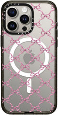 CASETiFY Impact iPhone 15 Pro Max Case [Slim/Compatible with Magsafe / 8.2 ft. 4X Military Grade Drop Protection] - Entwined in Ribbon - Clear Black