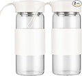 Small Glass Shaker Bottle, 2 Pack 16oz BPA Free Odorless Shaker Bottle with 304SS Mixing Ball and Removable Cleaning Brush for Fitness & Protein Shakes(White-2Pack)