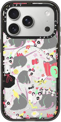 CASETiFY Impact iPhone 17 Pro Case [Slim/Compatible with Magsafe / 8.2 ft. 4X Military Grade Drop Protection] - Opossum Symposium - Clear Black