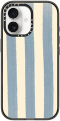 CASETiFY Impact iPhone 17 Case [Slim/Compatible with Magsafe / 8.2 ft. 4X Military Grade Drop Protection] - Blue Stripes - Clear Black