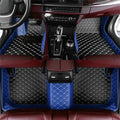 Customized Personalized Car Mats - All Weather Men's and Women's Floor mats Suitable for 99% of vehiclesPads Protection Non-Slip Leather Floor Liners (Blue and Black Beige)