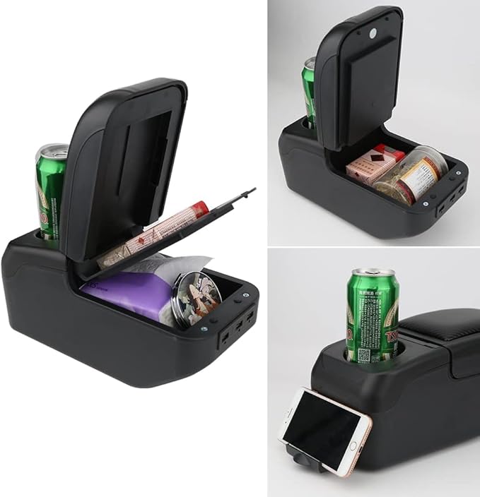 AULPHIKE Compatible with Ford Focus Armrest 2 Mk2 2005-2011 Center Console Organizer Armrests Double Layer Storage Space with USB Ports