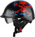 1Storm Motorcycle Half Face Helmet Mopeds Scooter Pilot with Retractable Inner Smoked Visor