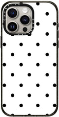 CASETiFY Impact Case for iPhone 15 Pro Max [8.2ft 4X Military Grade Drop Protection/Compatible with Magsafe] - Classic Dottie - Blank Slate - Clear Black