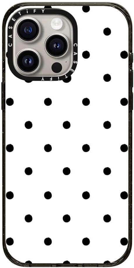 CASETiFY Impact Case for iPhone 15 Pro Max [8.2ft 4X Military Grade Drop Protection/Compatible with Magsafe] - Classic Dottie - Blank Slate - Clear Black