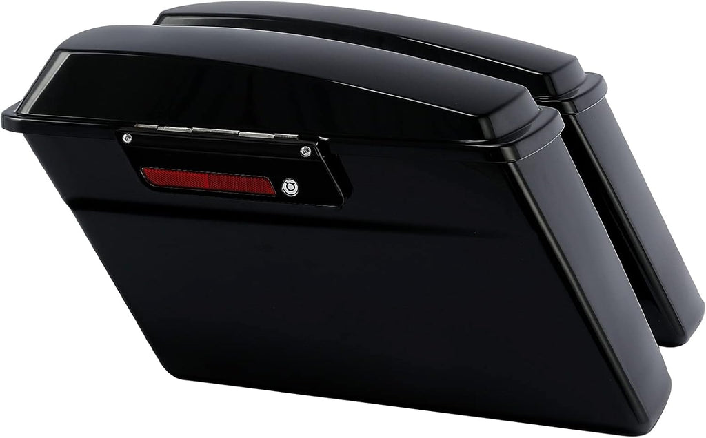 XFMT Vivid Black Hard Saddlebags Saddle Bags Trunk Black Latches W/Chrome Conversion Brackets For Harley Softail Heritage Classic Deluxe 1984-2017