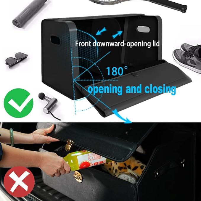 GMQ Trunk Organizers for Car,Car Organizers and Storage for SUV,Magnetic Lid with Collapsible Storage, Large Capacity for SUV, Truck, MPV (M-15.8×13×12.5 IN)