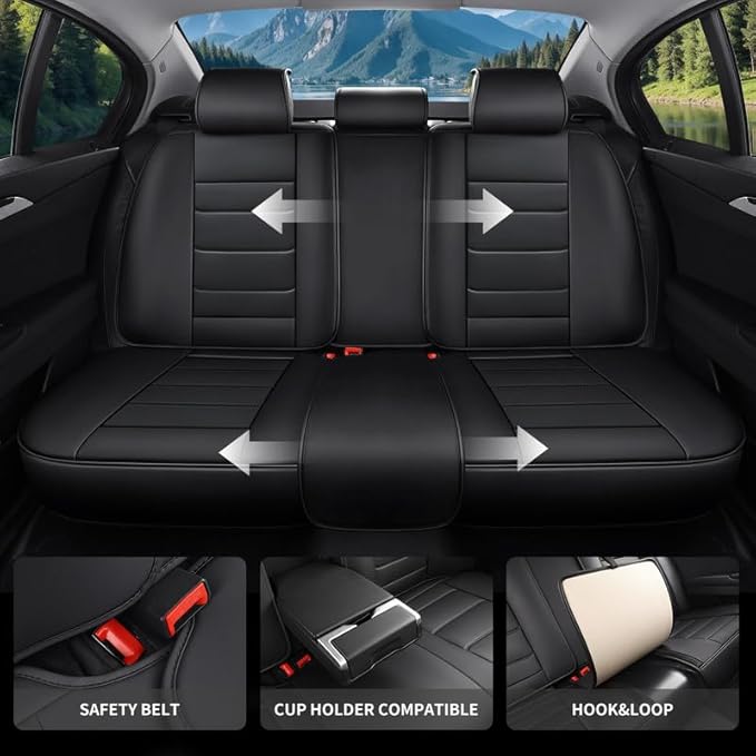 Car Seat Covers Full Set Fit for Buick Encore GX 2012-2026, Premium Faux Leather Waterproof Car Seat Protectors with Lumbar Support, Breathable Anti-Slip Easy to Install(Black,Full Set)