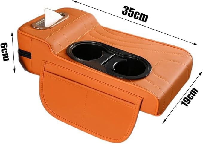 Car Armrest Cushion for Kia EV6 2021-2025,Multifunctional Car Armrest Heightening Pad,Microfiber Leather Car Armrest Cover Cushion,Auto Center Console Pad,Orange