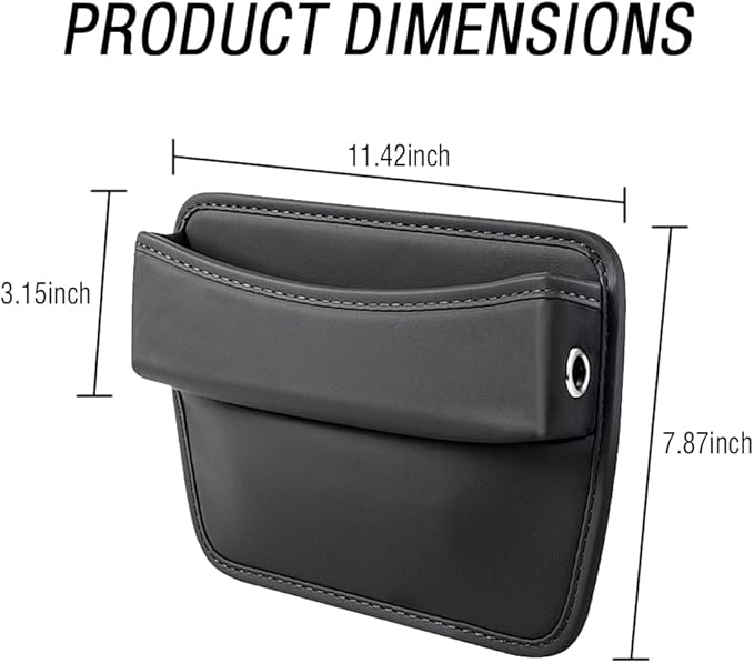 Large Capacity Car Seat Gap Filler with 2 Charge Hole - Microfiber Leather Organizer Storages Items & Keeps Quiet Tidy Storage Box for Phone,Key,Cigarette,Glasses (Black/2pcs)