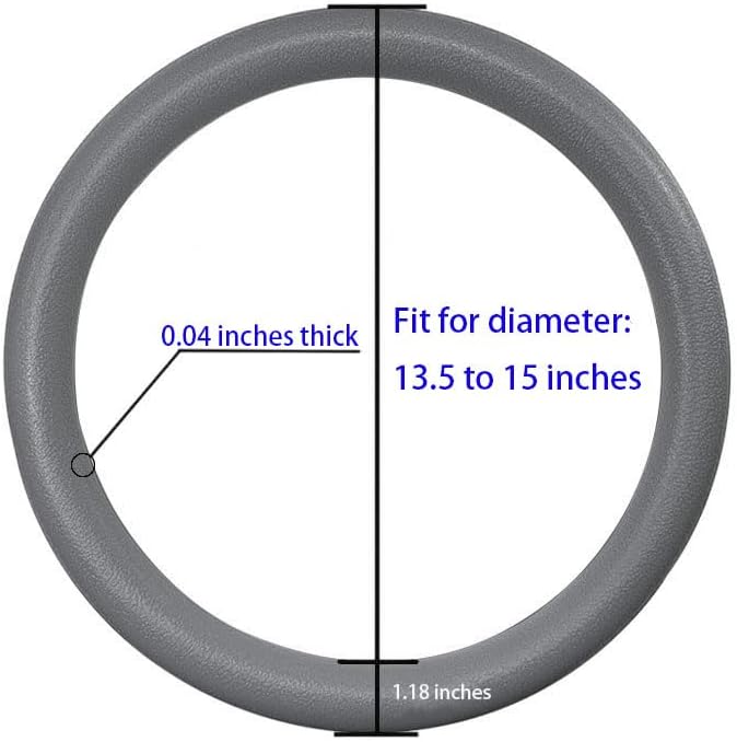Grey Car Steering Wheel Cover: Universal 13.5 to 15 inches Silicone Steering Cover Compatible with Most Car Models Fit for Round Shpe D Shape