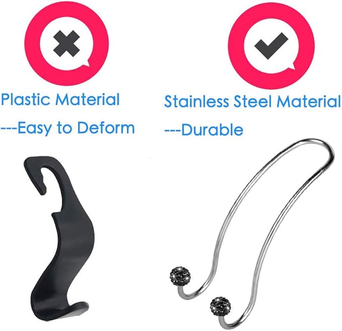 SAVORI Auto Hooks Bling Car Hangers Organizer Seat Headrest Hooks Strong and Durable Backseat Hanger Storage Universal for SUV Truck Vehicle 2 Pack (Black)