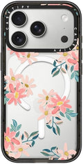 CASETiFY Impact iPhone 17 Pro Case [Slim/Compatible with Magsafe / 8.2 ft. 4X Military Grade Drop Protection] - Pink Daisies - Clear Black