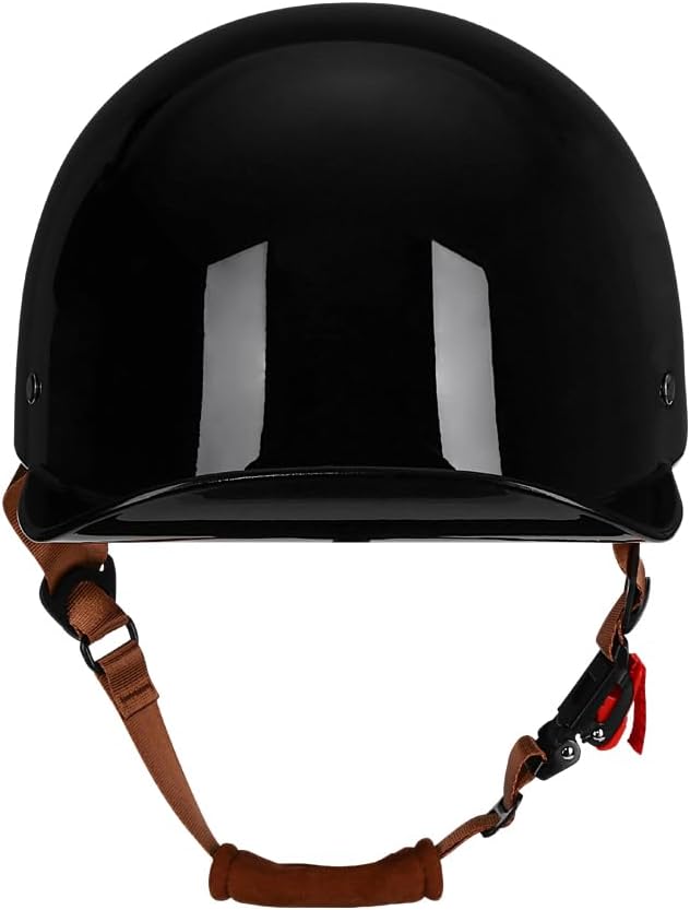 Vintage Retro Open Face Motorcycle Helmet Baseball Cap Half Helmets with pull-down Lens for Men Women Moped Cap Jet Scooter Street Cruiser - DOT Certified (Gloss Black,X-Large)
