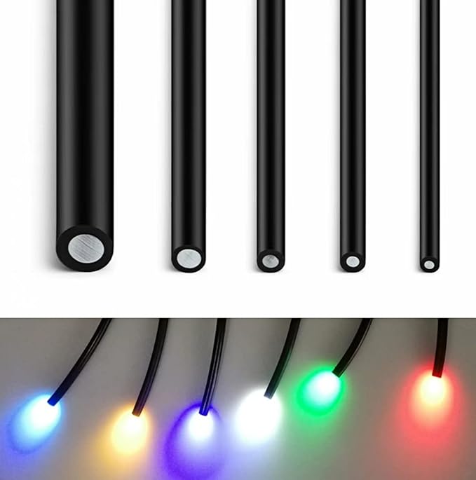 0.12in Inner Black Skin Cover PMMA Plastic Endeglow Optic Fiber Cables for Car Led Light Source 20ft Long