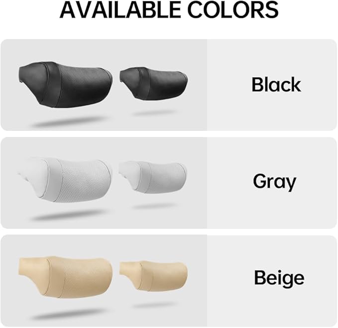 Car Neck Pillow, headrest, Cushion. Three-Point fit to the Neck Curve, Stable Support for the Cervical Spine, relieves Neck Soreness. Perforated PU Leather with high Breathability, Durable 1P（Black）