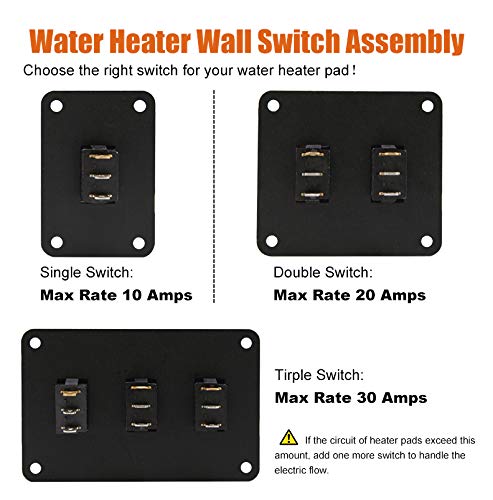 Facon 12Volts Switch Box Panel, 20Amps Rocket On&Off Switch with Red Indicator Light for RV Tank System, IP66 Waterproof Control Gang Kit System for RV Tank Heating Pad