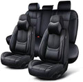 Auto Car Seat Covers Accessories Full Set Leather Cushion Protector Breathable Waterproof Seat Cover for Cars Universal Fit (Black, Front Pair and Rear)