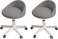 Rolling Stool Set of 2 Rolling Hydraulic Salon Stool with Low Backrest - Adjustable Swivel Chair for SPA, Shop, Salon, Massage, or Medical Office Dark Grey