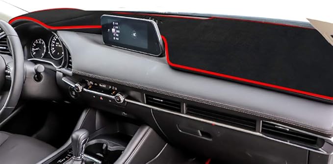Beerte Black Car Dashboard Center Console Cover Fit for Mazda 3 Sedan&Hatchback 2019 2020 2021 Protector Sunshield Cover Dash Mat Pad (Flannel)