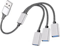 KALLORY USB Hub Splitter 1 Male to 3 Female Portable USB Power Adapter for Laptop and Car for Fast Charging and Data Sync
