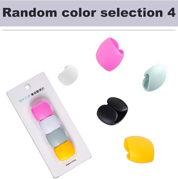 Keast 4Pcs Reusable Silicone Cord Organizer, Headphone Earphone Cable Organizer Cord Management Wrap Winder Headphone Cable Winder, Phone Charger Wire Clips for Business Travel Colors Random