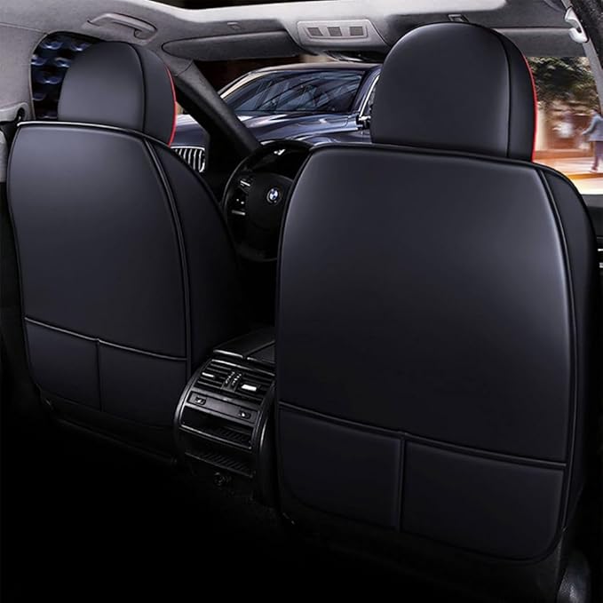 for Toyota RAV4 2008-2025 Car Seat Covers, Full Coverage Customized Seat Covers Premium Leather Waterproof Stain-Resistant Easy to Install (Front Set with Pillows, Black&Red)
