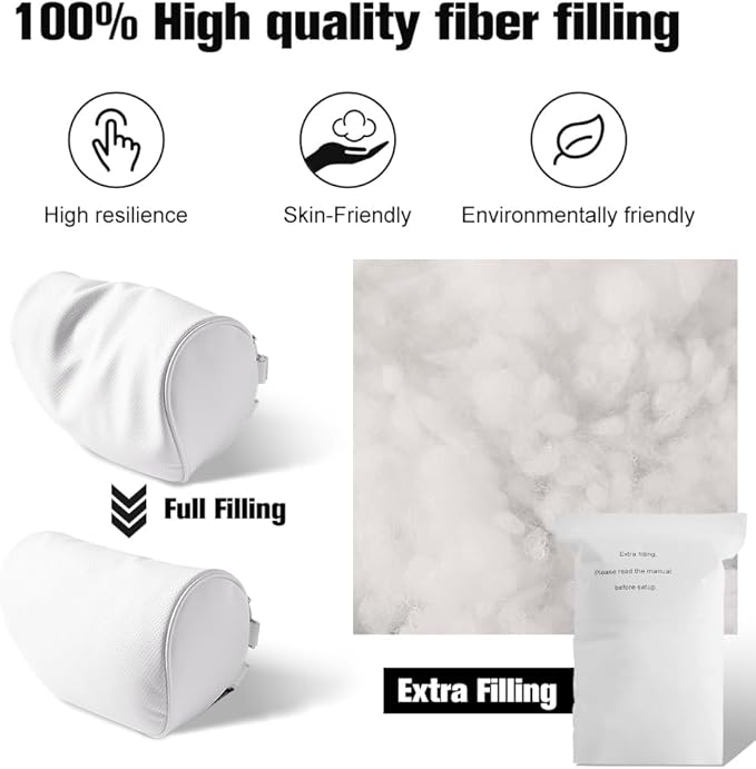 HOPON 2025 Upgrade Headrest Pillow for Tesla Model 3 Model Y with Adjustable Strap,Fits All Vehicles,Car Neck Pillow with Leather,for Head,Neck,Shoulders,Multipurpose,Car Accessories 1 Pack (White)