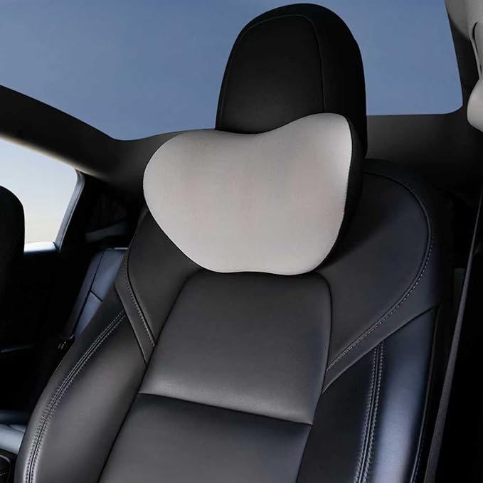 HOPON 2025 Upgrade Headrest Pillow for Tesla Model 3 Y S X,Car Neck Pillow with Breathable Fabric,Soft Pillow for Tesla,Memory Foam Tesla Accessories 1 Pack - Gray