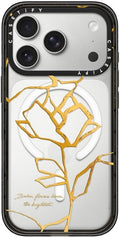 CASETiFY Impact iPhone 17 Pro Case [Slim/Compatible with Magsafe / 8.2 ft. 4X Military Grade Drop Protection] - Kintsugi Flower - Clear Black