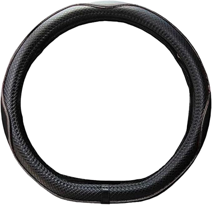 Mayco Bell Flat Bottom Steering Wheel Cover Anti-Slip,Safety,Soft,Breathable,Durable,Full Surround,Comfortable Grip Microfiber Leather (D Shape, Black Gray)