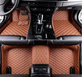 Custom Making Car Floor Mats for 95% Sedan SUV Sports Car Full Coverage Cute Men Women Pads Protection Non-Slip Leather Floor Liners (Light Brown)