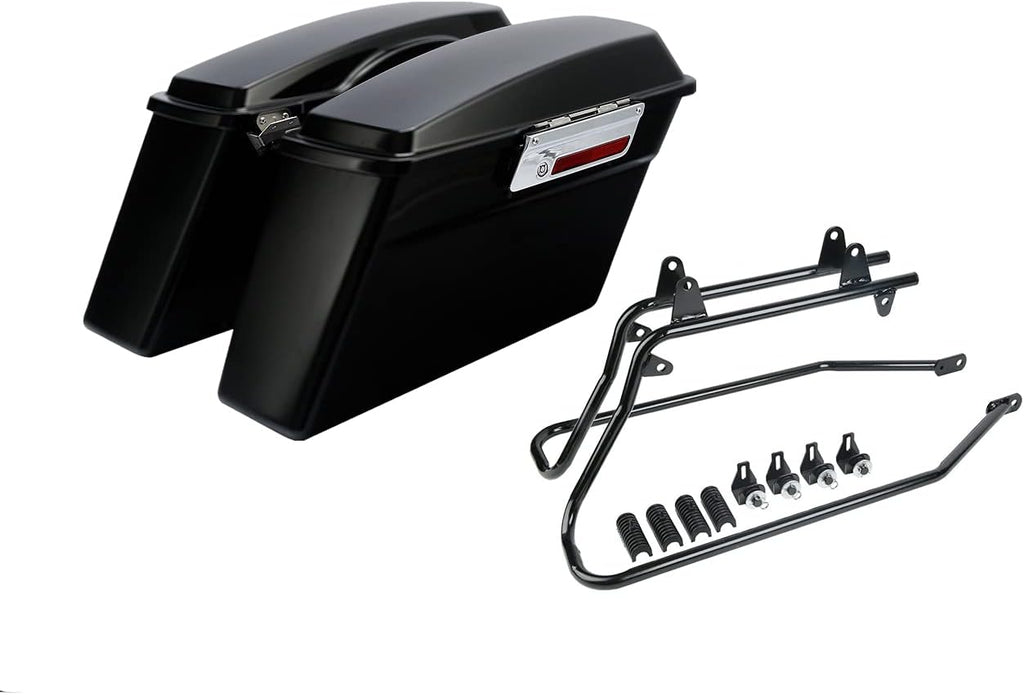XFMT Matte Black Hard Saddlebags Saddle Bags Trunk W/Black Conversion Brackets For Harley Softail Heritage Classic Deluxe 1984-2017
