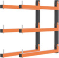 2 Pack Lumber Storage Rack, Heavy Duty Wood Storage Racks with 3-Level System 360 LBS Sturdy Garage Wood Organizer, Orange Lumber Metal Racks for Indoor and Outdoor