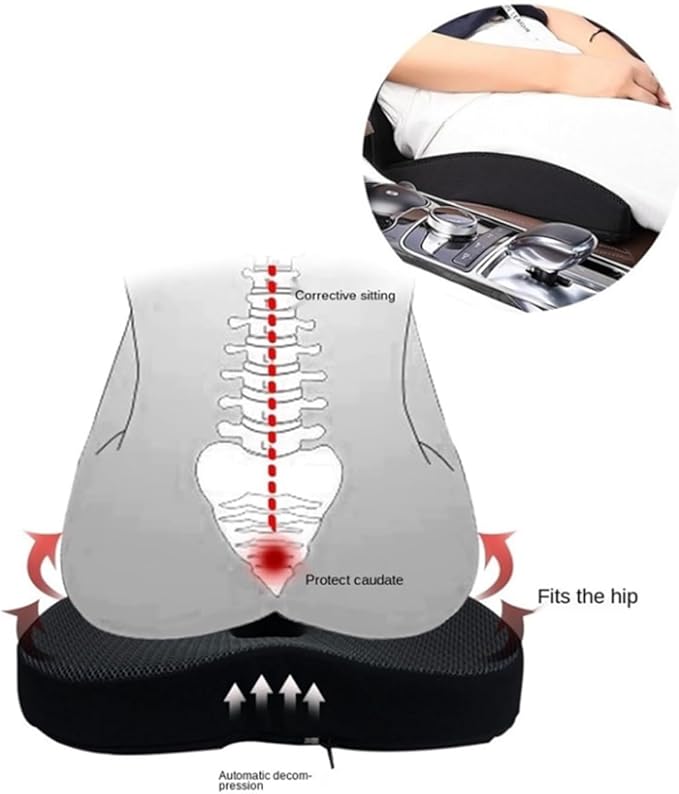 Heightening Wedge Car Seat Cushion Pad for Driving with Comfort Memory Foam, Curved Design Closely Adheres to The Lumbar Spine and Buttocks, Relieving Fatigue Broader Vision (Cushion Set,Purple)