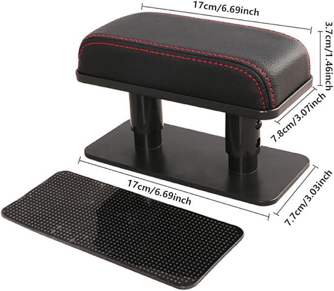 Car Driver Arm Pad Cushion, Car Center Console Elbow Cushion Pad Car Door Armrest Rest Pad Adjustable Height Comfort Universal Fit for Most Car, Black With White Stitches
