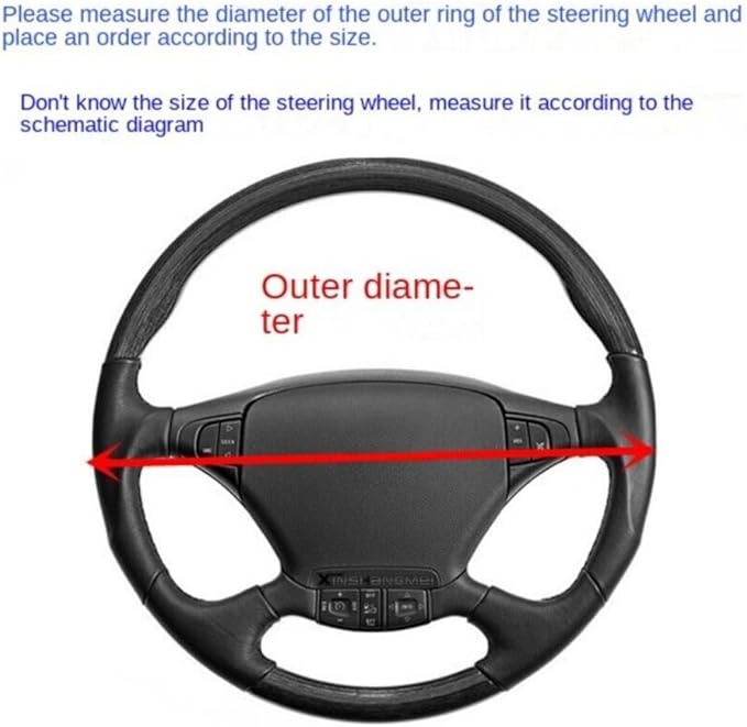 Car Semi Truck Van Leather Steering Wheel Cover Fits 14 15 16 17 18 19 Inch Maximum Grip Non Slip Durable Universal Fit for Most Vehicles (38cm/15in,Black)