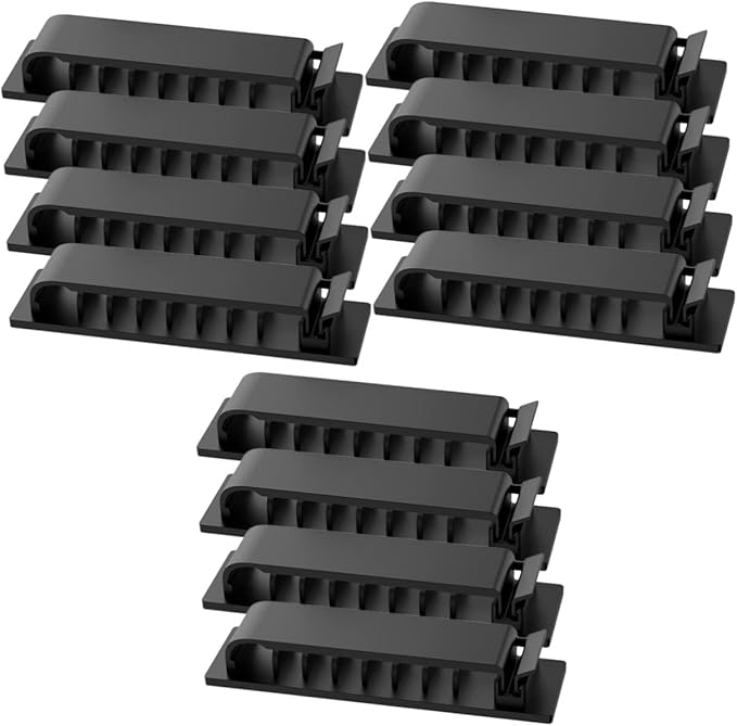 HOMSFOU 12pcs Cable Organizer Clips for Efficient Wire Management Adhesive for Home Office and Car Easy to Install Compact Design for Tidy Spaces