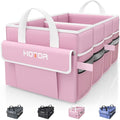 HOTOR Trunk Organizer - Car Organizer with 5 Pockets, Trunk organizer for SUV, Sedan & Van, Car Organization with Sturdy Base Panel for Car Accessories, Pink, 2 Compartments, 21.3"×12.6"×10.6"
