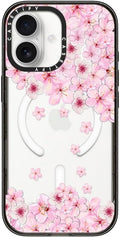CASETiFY Impact iPhone 17 Case [Slim/Compatible with Magsafe / 8.2 ft. 4X Military Grade Drop Protection] - Sakura Cherry Saturday - Clear Black