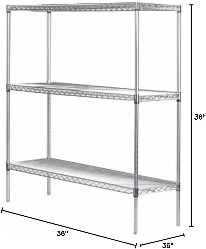 Omega 36" Deep x 36" Wide x 36" High 3 Tier Chrome Starter Shelving Unit