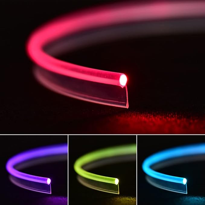 Super Bright MMA Plastic Optic Fiber Side Glow Unibody Band Edge Cable Car LED Illumination Optic Fiber Band Car Interior Atmosphere Lights (26.25ft)