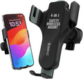 BlackboxMyCar 4-in-1 Safety Wireless Mount, Wireless Car Charger, Fast Car Phone Holder Charger, Easy Install with Air Vent Clamp, Built-in Safety Hammer and Seatbelt Cutter, iPhone Compatible