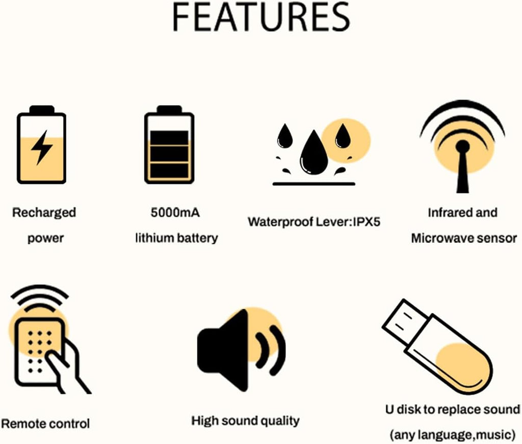 Sound Strobe Warning Lights, LED Intelligent Microwave Sensor Automatic Voice Prompter, IP65 Waterproof & Dustproof Infrared Visual Alarm Speaker for Outdoor Safety, Forest Fire Prevention.