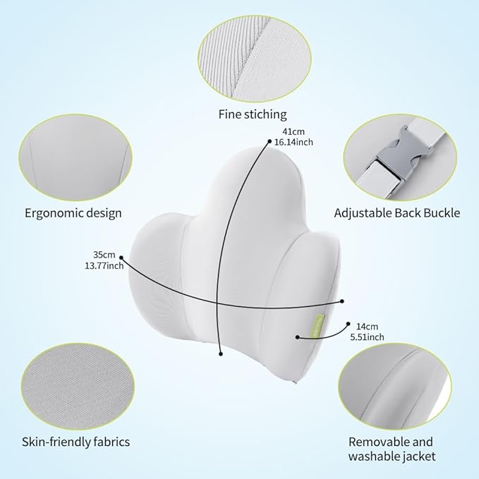 Lumbar Support Pillow for Office Chair, Gaming Chair, Car Driver Seat Back Cushion, Bed & Couch, Gifts for Friends and Parents,Ergonomic Back Support Pillow with Comfortable Memory Foam(Grey)