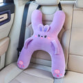 Car Pillow for Travel – Animal-Themed Car Seat Cushion with Safety Belt Protector – 4 Cute Styles: Pig, Dog, Rabbit, Panda (Rabbit)